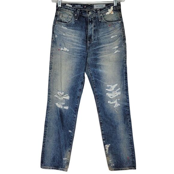 AG Adriano Goldschmied Women's The Phoebe Tapered Jeans Size 27 Blue Denim 28x28 - Picture 1 of 12